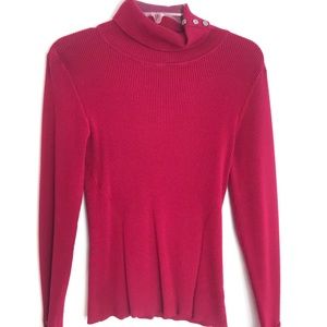 WHITE HOUSE BLACK MARKET RED RUCHED TURTLENECK
